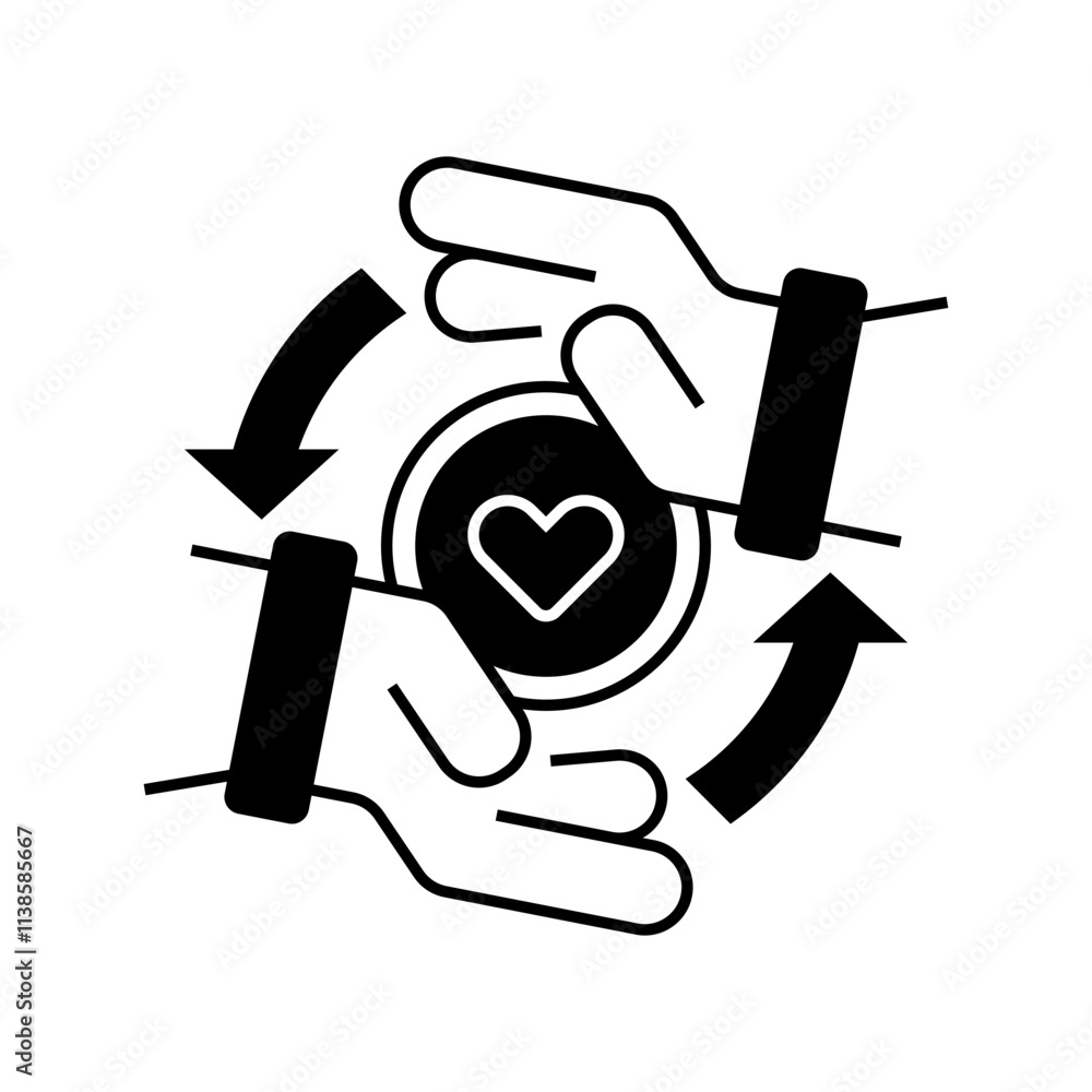 Poster helping hand line icon. linear style sign for mobile concept and web design. outline vector icon.