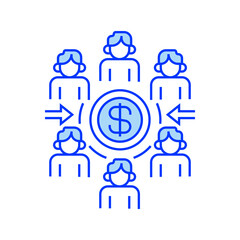 Group Donation Line Icon. linear style sign for mobile concept and web design. Outline vector icon.