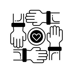 Obraz premium Community Hands Line Icon. linear style sign for mobile concept and web design. Outline vector icon.