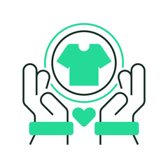 Clothing Donation Line Icon. linear style sign for mobile concept and web design. Outline vector icon.