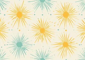 Abstract Sunburst Pattern Yellow Teal Design