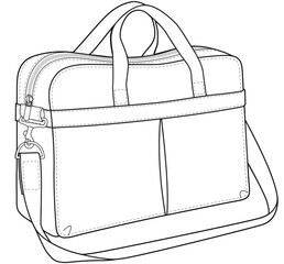 slip pocket holdall bag flat sketch vector illustration
