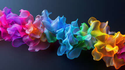 Proteins and DNA strands are visualized with glowing, translucent colors to highlight their complexity. 