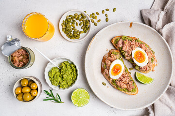 Tuna toast with boiled egg