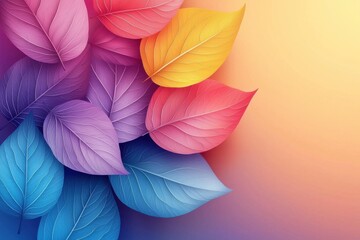Fototapeta premium Colorful gradient leaves creating a striking abstract background