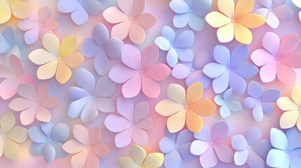 Pastel Dream: A delicate and whimsical arrangement of soft pastel paper flowers creates a captivating background with a dreamy, ethereal quality.  