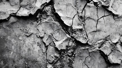 Macro view of a cracked cement surface with intricate patterns formed by time