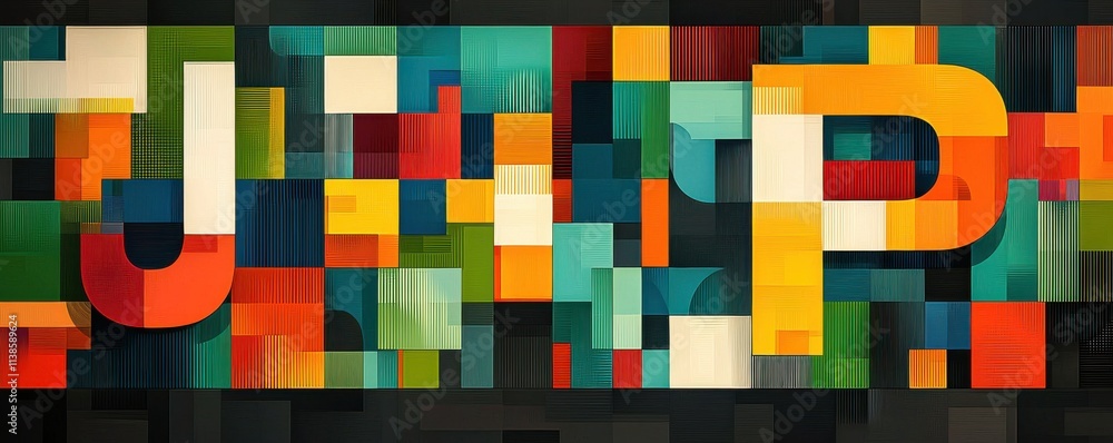 Poster colorful abstract geometric pattern with vibrant overlapping shapes