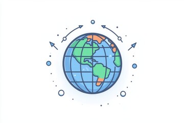 Colorful world map icon symbolizing global business and connection