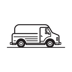 Fototapeta premium Fast delivery truck icon line art vector illustration