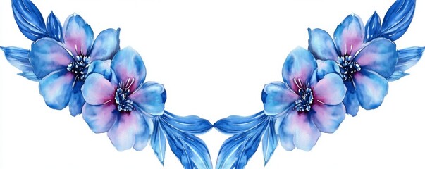 Design watercolor arrangements using a garden plant selection with pink and yellow flowers, along with leaves and branches. Ensure the illustration is botanically precise and presented on a white