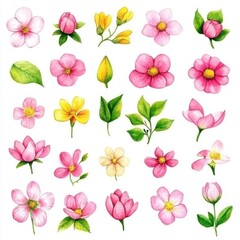 A continuous watercolor design incorporating garden roses, wildflowers, leaves, and branches, styled as a botanical tile background.