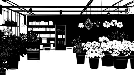 Naklejka premium Packaging of flowers inside a large facility organized for international export, Vectorized Plant Art