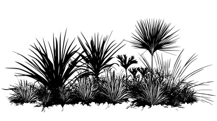 Fototapeta premium Ornamental grasses in a xeriscape garden design, Vectorized Plant Art