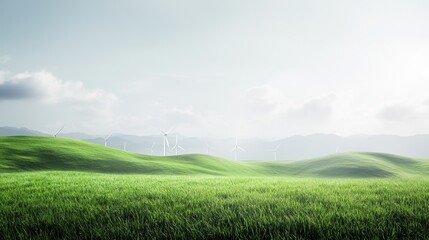 Obraz premium Renewable Energy Landscape with Wind Turbines
