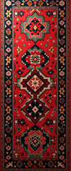 Oriental carpet with intricate patterns in vibrant colors showcasing traditional design elements