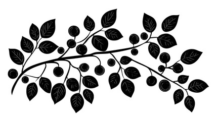 Fototapeta premium Winterberry branches with fruit in icy conditions, Vectorized Plant Art