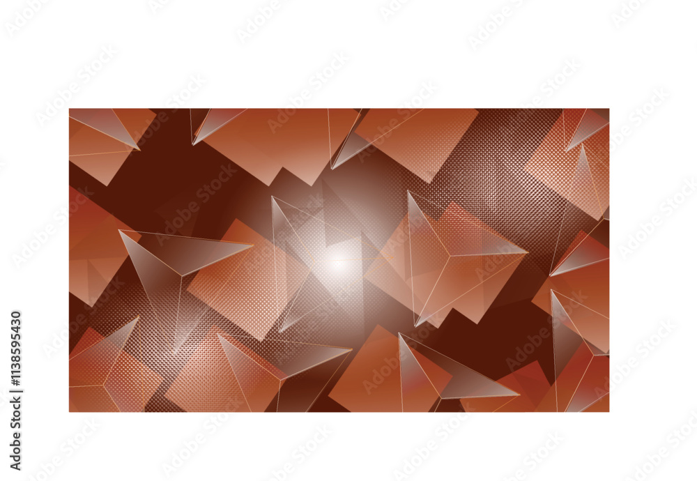 Poster abstract background of triangular patterns in sky blue and dark brown colors, geometric texture back