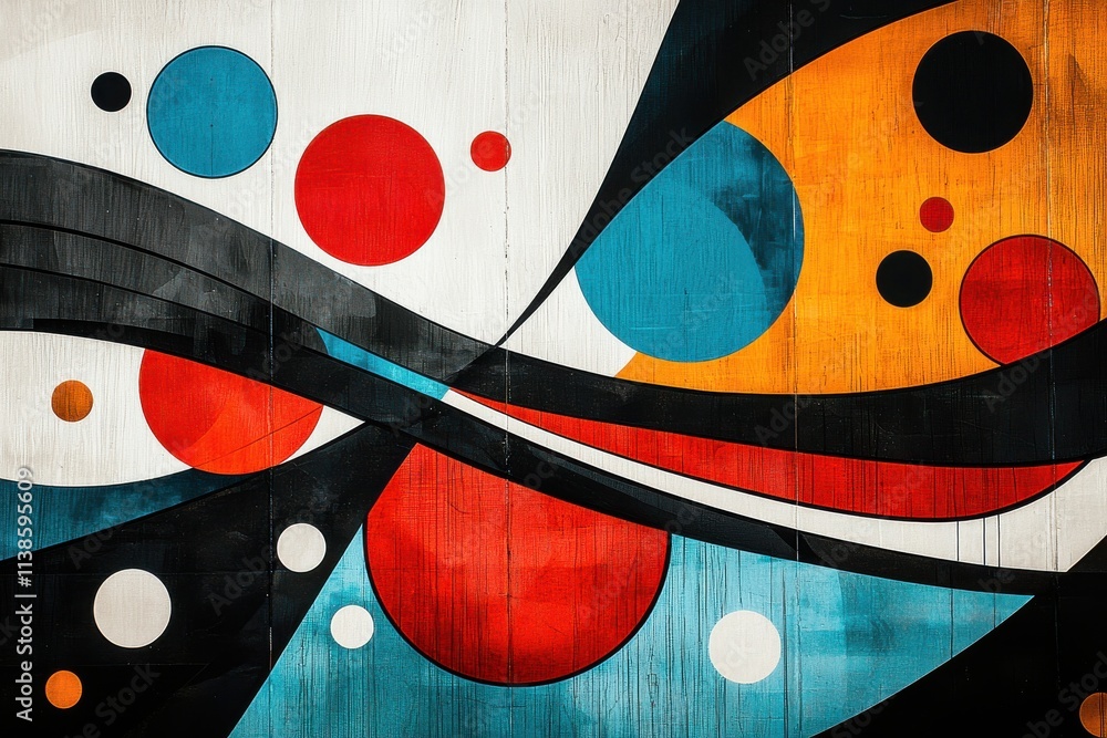 Poster modern abstract art with colorful geometric shapes and patterns