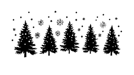 Obraz premium Evergreen trees covered in snow in a forest, Plant Illustration