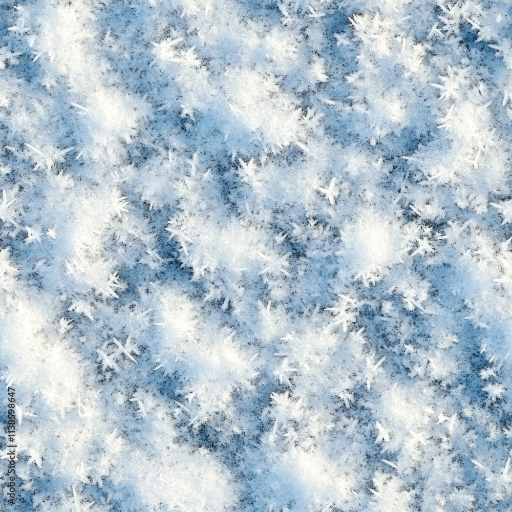 Poster top view photo of snow with tiny patches of ice, seamless texture