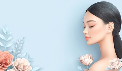 Naklejka premium woman with flower