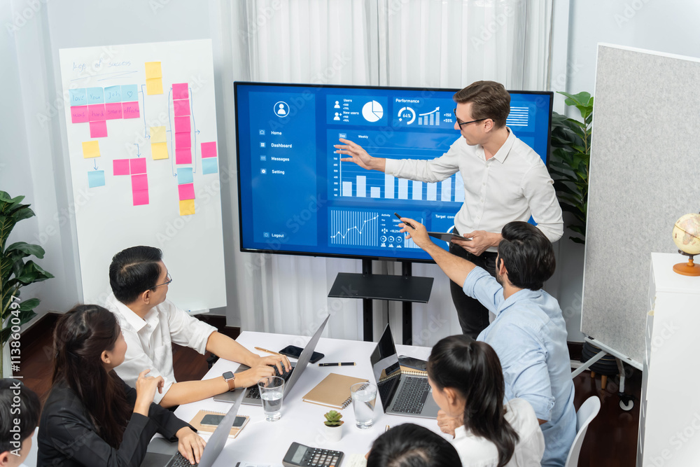 Leinwandbilder presentation in office or meeting room with analyst team utilizing bi fintech to analyze financial d