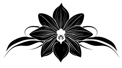 Fototapeta premium Single orchid flower with long petals and a complex center structure, Plant Illustration