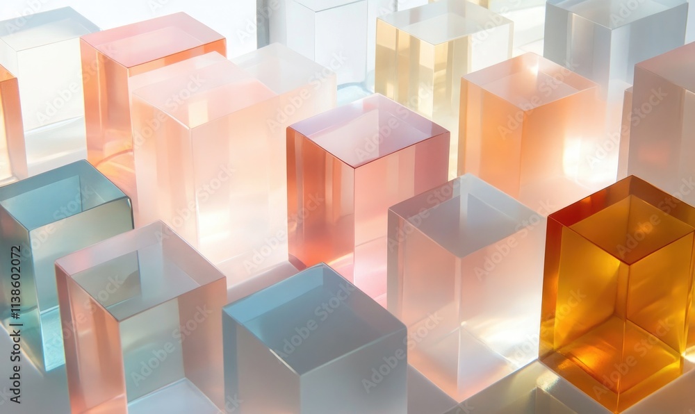 Poster a row of cubes in various colors