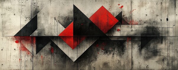 Abstract tattoo design with geometric shapes and dynamic composition