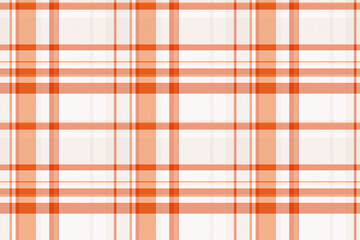 Blanket check seamless plaid, group textile texture tartan. Internet fabric background vector pattern in orange and snow colors.