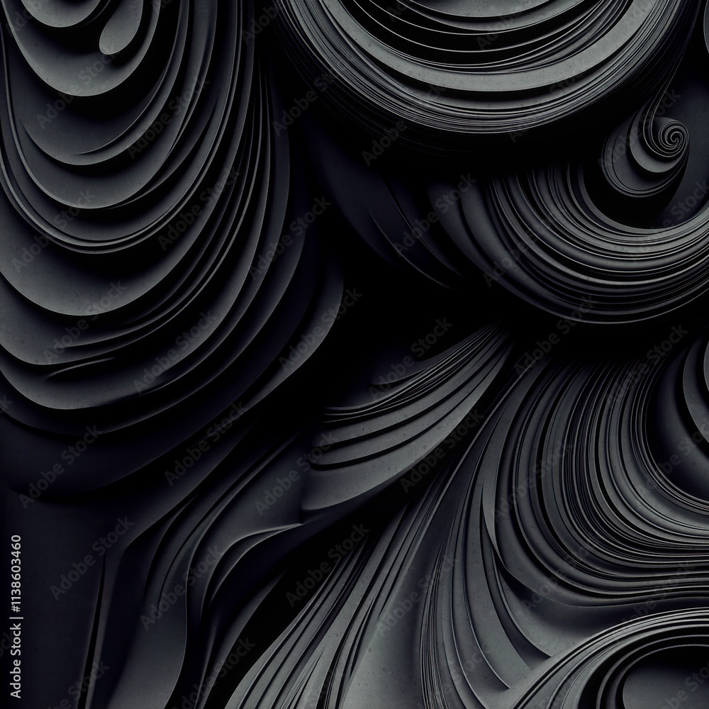 Aufkleber An abstract image with concentric gray curves and a layered structure that creates a sense of depth and volume