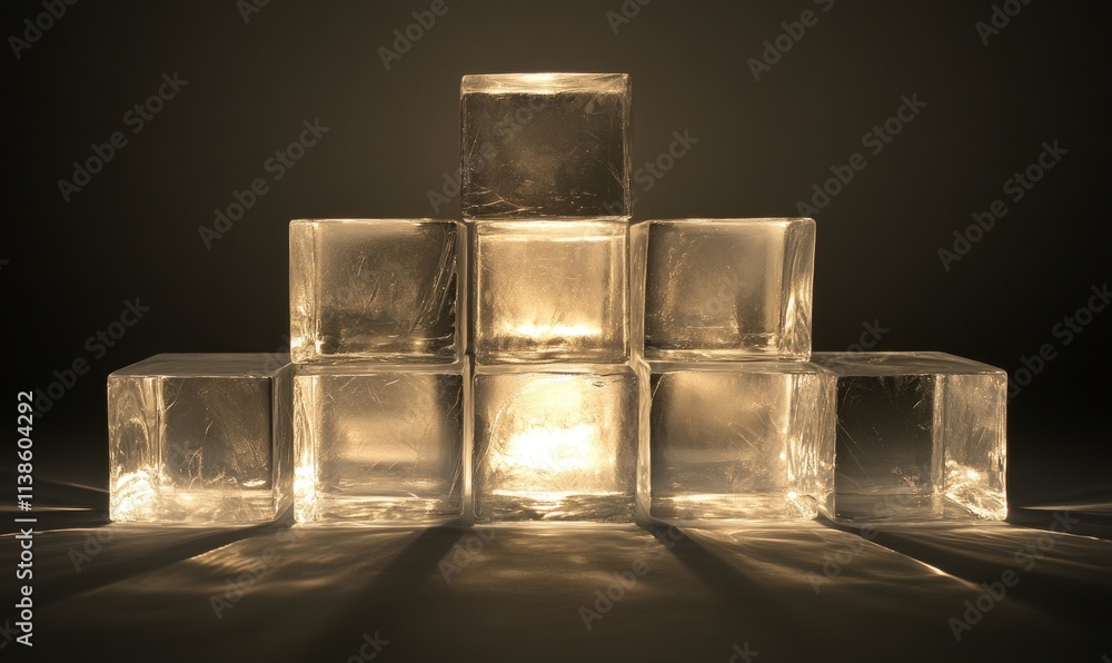 Aufkleber a stack of ice cubes with a light shining on them