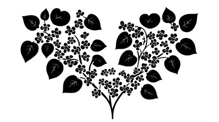 Fototapeta premium Lilac bush with heart-shaped leaves and clusters of flowers, Plant Vector Graphic