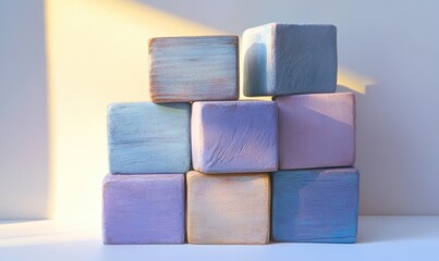 A stack of blocks with different colors