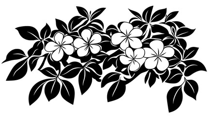 Plumeria tree with clusters of flowers in a tropical setting, Plant Vector Graphic