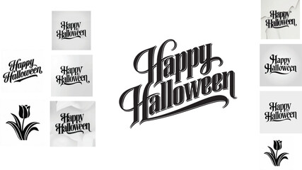 Collection of Happy Halloween typography