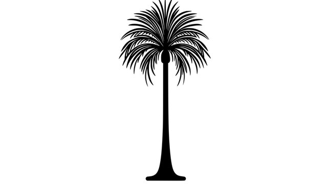 Royal palm with smooth trunk and arching fronds at the top, Plant Vector Graphic