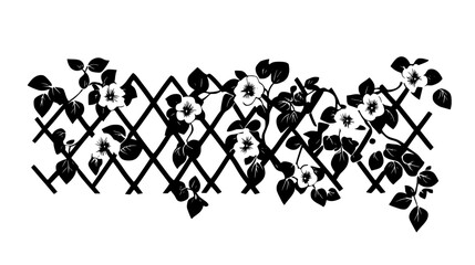 Naklejka premium Sweet pea vines climbing up a trellis with delicate flowers, Plant Vector Graphic