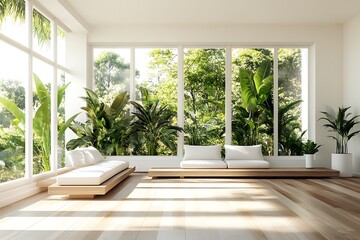 Fototapeta premium Beautiful Modern Living room Interior with furniture's ,mockup frame , posters, wall -3d Rendering