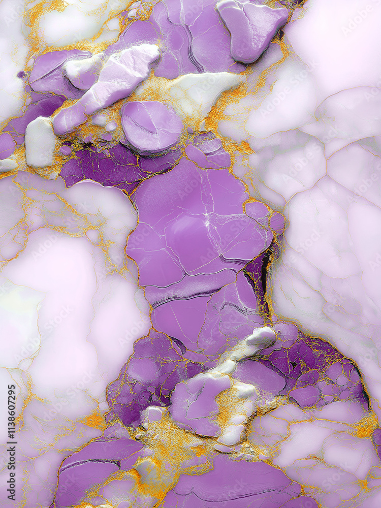 Aufkleber a sophisticated marble composition with shimmering white and purple tones. golden veins add luxury a