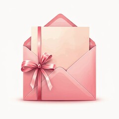 Elegant pink envelope with a ribbon and blank card inside