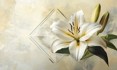 A white flower with green leaves