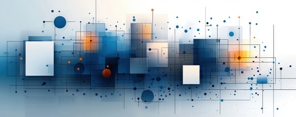 Abstract geometric design with blue and orange rectangles