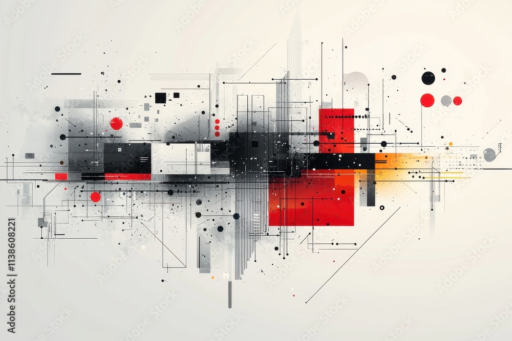 Poster graphic design of abstract tech network pattern