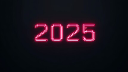 Neon 2025 New Year Sign - Futuristic, vibrant, glowing, digital, year. Symbolizes new beginnings, technology, hope, progress, and the future.