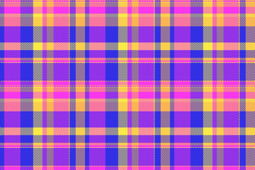 Tape textile background seamless, geometrical vector check texture. Menu plaid tartan pattern fabric in indigo and magenta colors.
