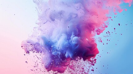 Pink and blue ink cloud swirling underwater