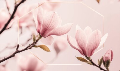 Two pink flowers on a branch