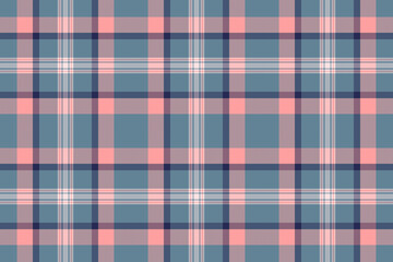 Canvas texture vector background, package textile fabric tartan. Scrapbook seamless plaid check pattern in cyan and red colors.